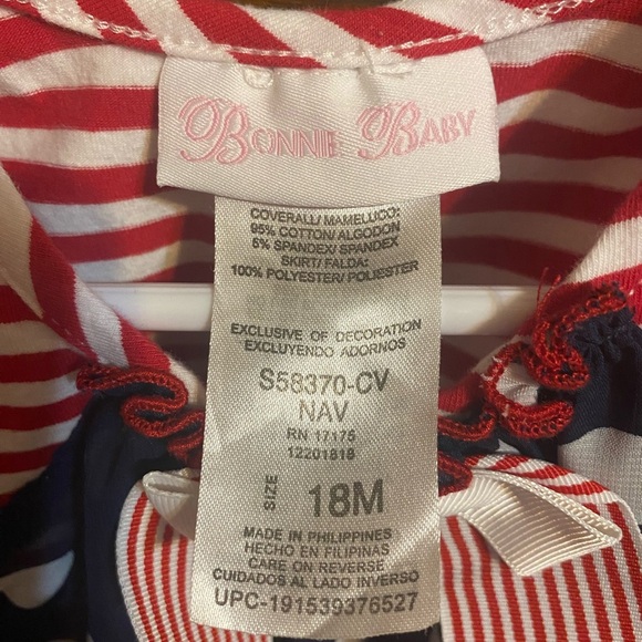 Bonnie Baby Polka Dot Patriotic Chiffon Bubble Romper - Picture 8 of 8